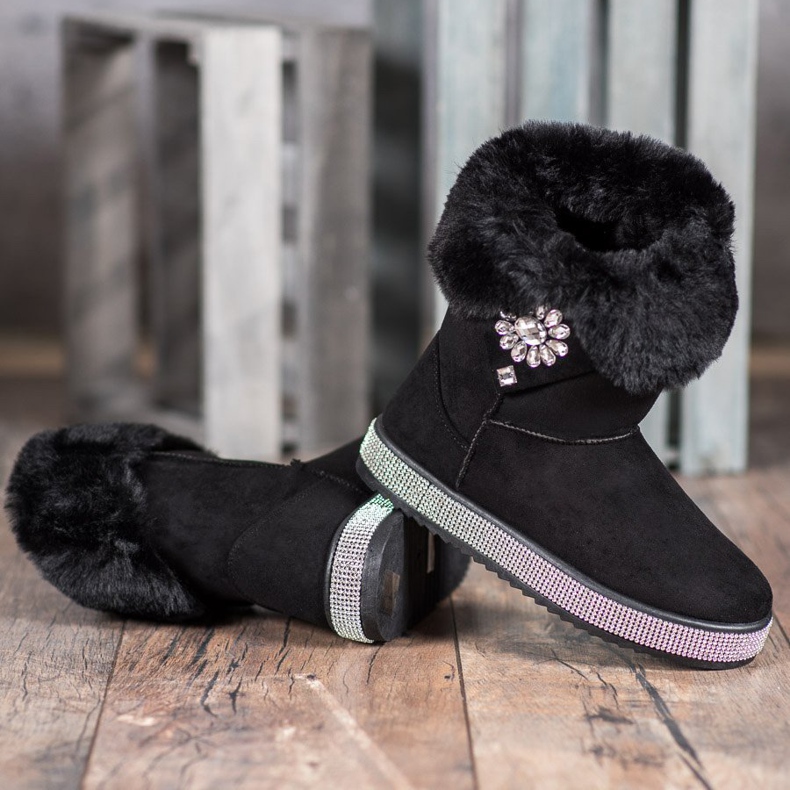 SHELOVET Bottes de neige avec zircone cubique noir 1