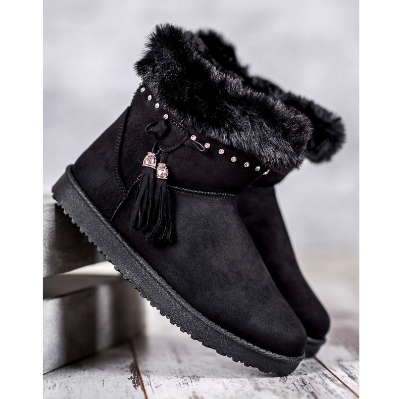 SHELOVET Mukluki avec des cristaux noir 1