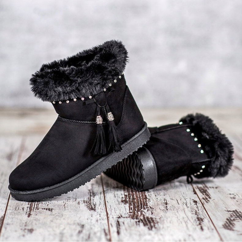SHELOVET Mukluki avec des cristaux noir 2