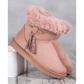 SHELOVET Mukluki avec des cristaux rose 1