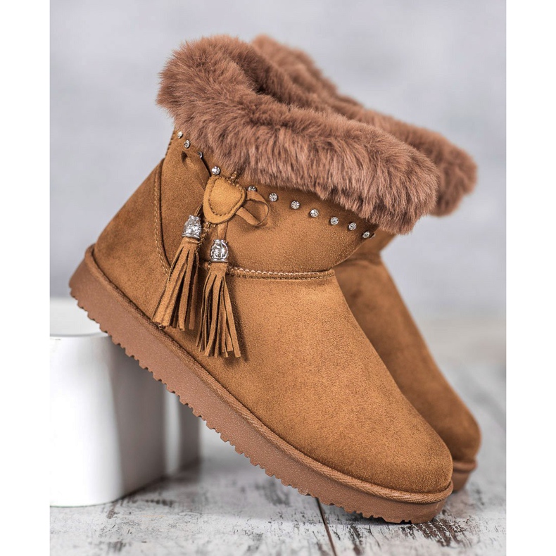 SHELOVET Mukluki avec des cristaux brun 1