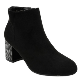 Bottes en daim noir sur le poteau décorées de FD-106 le noir 1