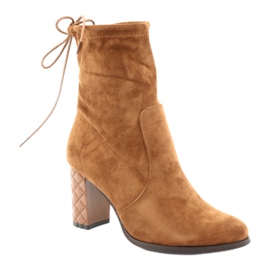 M.Daszyński Daszyński Bottes en daim sur un talon décoratif 154 Camel brun 1