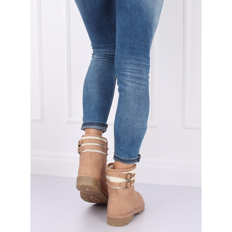 Bottes en bois pour femmes, beige et rose, 1120-PA Rose 2 Bottes en bois pour femmes, beige et rose, 1120-PA Rose 2