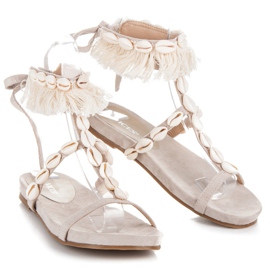 Vices Sandales nouées avec coquillages brun 1