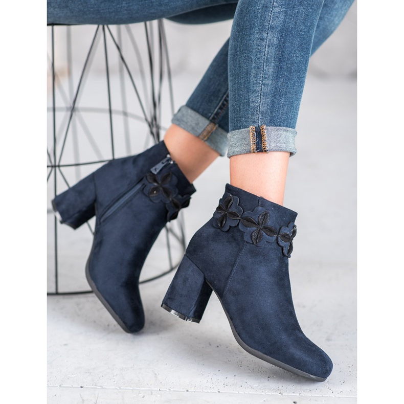 Kylie Bottes en daim bleu marine 2