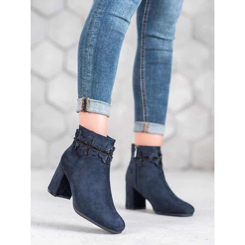 Kylie Bottes en daim bleu marine 1