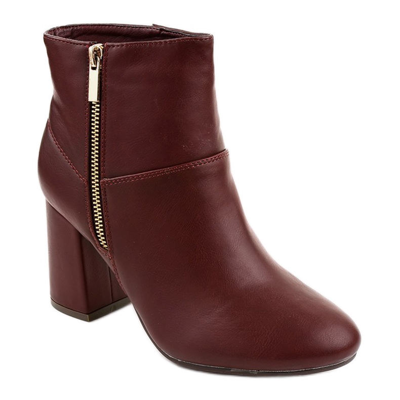 Bottes marron sur le poteau avec une fermeture éclair 7755N rouge 1 Bottes marron sur le poteau avec une fermeture éclair 7755N rouge 1