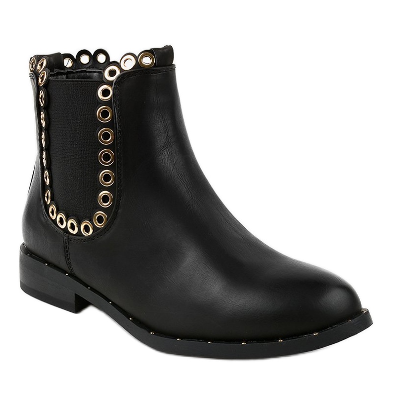 Bottines plates noires avec élastique YY102 gris 1