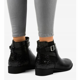 Bottines plates noires à élastique et sequins C298-1 le noir 4