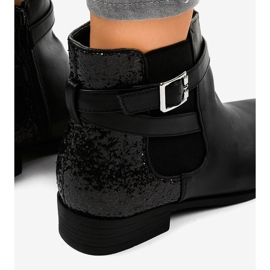 Bottines plates noires à élastique et sequins C298-1 le noir 5
