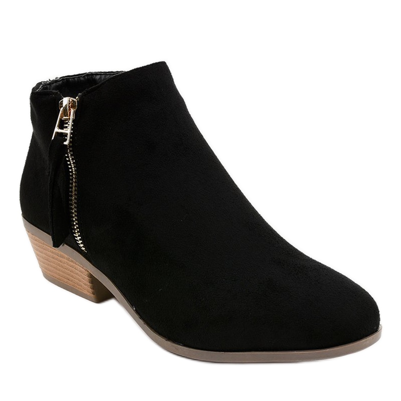 Bottines en daim noir sur un poteau délicat W06-16 le noir 1