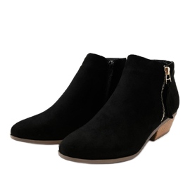 Bottines en daim noir sur un poteau délicat W06-16 le noir 2