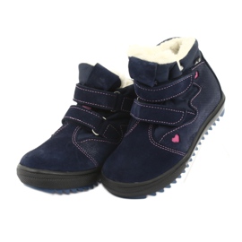 Bottes avec une membrane Ren But 3346 velcro bleu marine rose 3
