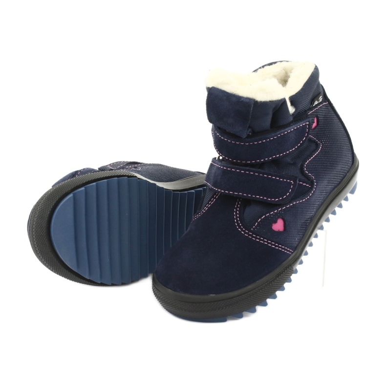 Bottes avec une membrane Ren But 3346 velcro bleu marine rose 5