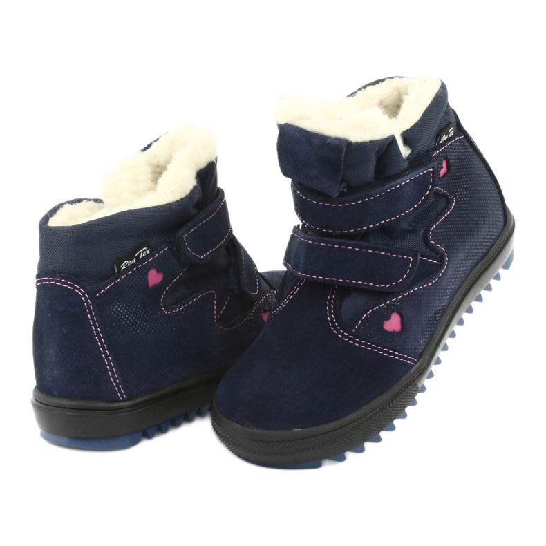 Ren But Bottes avec une membrane velcro 1541 bleu marine rose 4