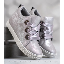 New Tlck Chaussures attachées avec un ruban gris 2