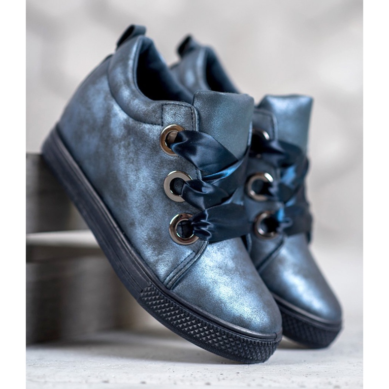 New Tlck Chaussures attachées avec un ruban bleu 1