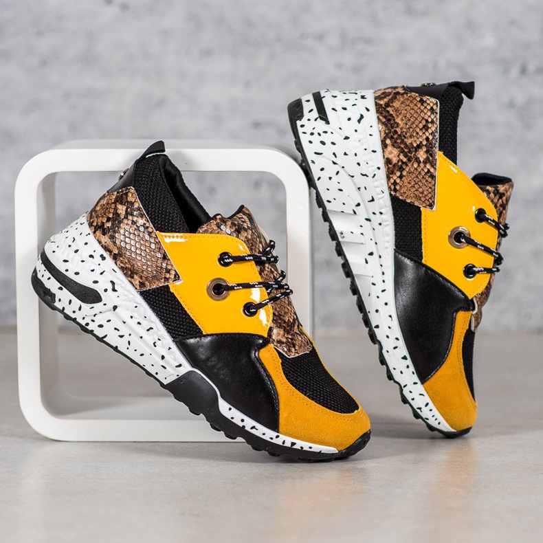 Baskets VICES à imprimé serpent multicolore jaune 1