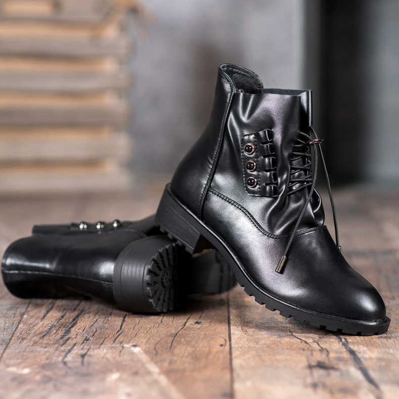 Groto Gogo Bottes à côtes le noir 1