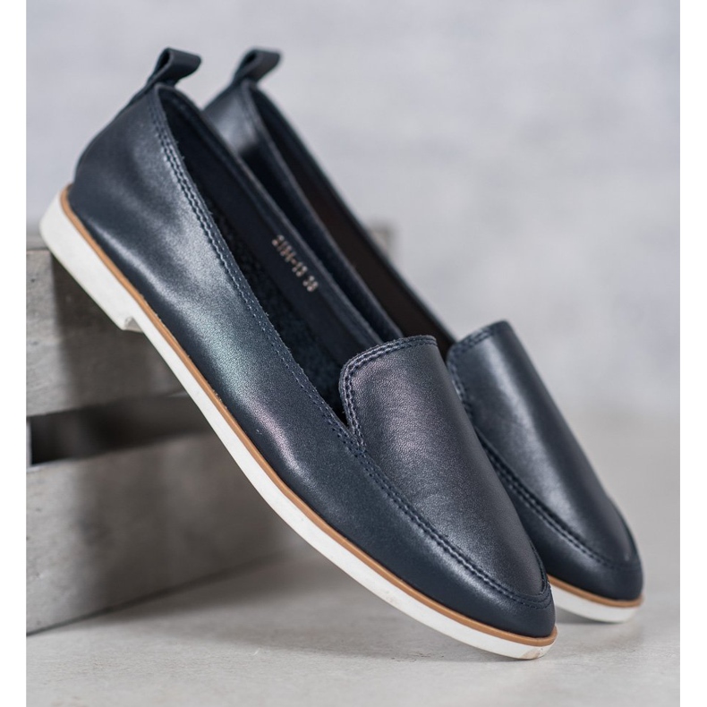 Mazaro Mocassins en cuir bleu marine 1 Mazaro Mocassins en cuir bleu marine 1