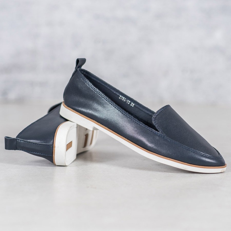 Mazaro Mocassins en cuir bleu marine 2 Mazaro Mocassins en cuir bleu marine 2