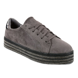 Baskets grises pour femmes ornées G280 1 Baskets grises pour femmes ornées G280 1