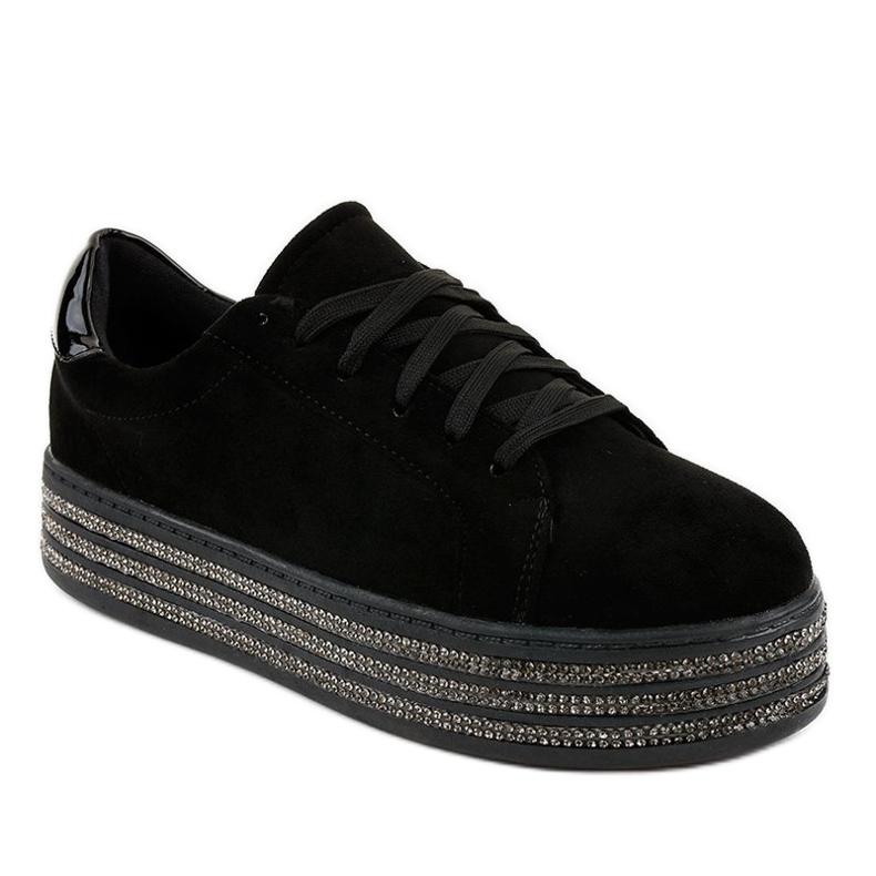 Baskets noires décorées avec des femmes G280 le noir 1