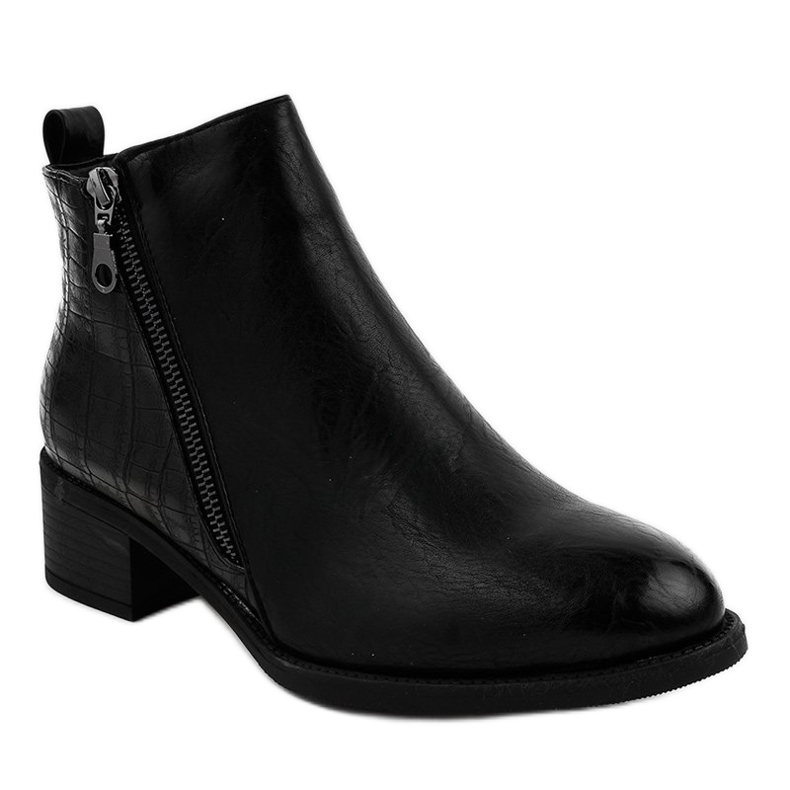 Bottines noires avec une fermeture éclair TX-3201 le noir 1