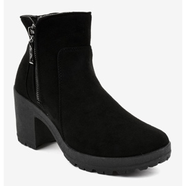 Bottines en daim noir avec une fermeture éclair HX-035 le noir 1
