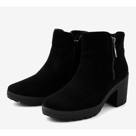 Bottines en daim noir avec une fermeture éclair HX-035 le noir 3