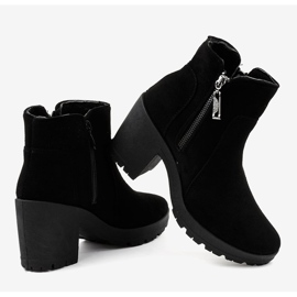 Bottines en daim noir avec une fermeture éclair HX-035 le noir 4