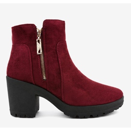 Bottes en daim bordeaux sur le poteau avec fermeture éclair HX-035 rouge 2