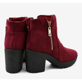 Bottes en daim bordeaux sur le poteau avec fermeture éclair HX-035 rouge 4