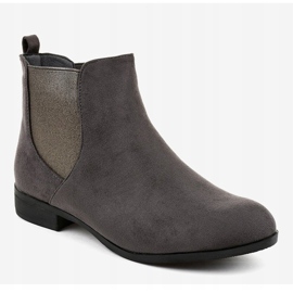 Bottines plates en daim gris avec élastique 100-917BO 1