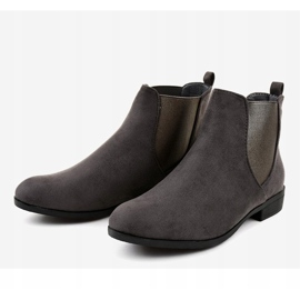 Bottines plates en daim gris avec élastique 100-917BO 3