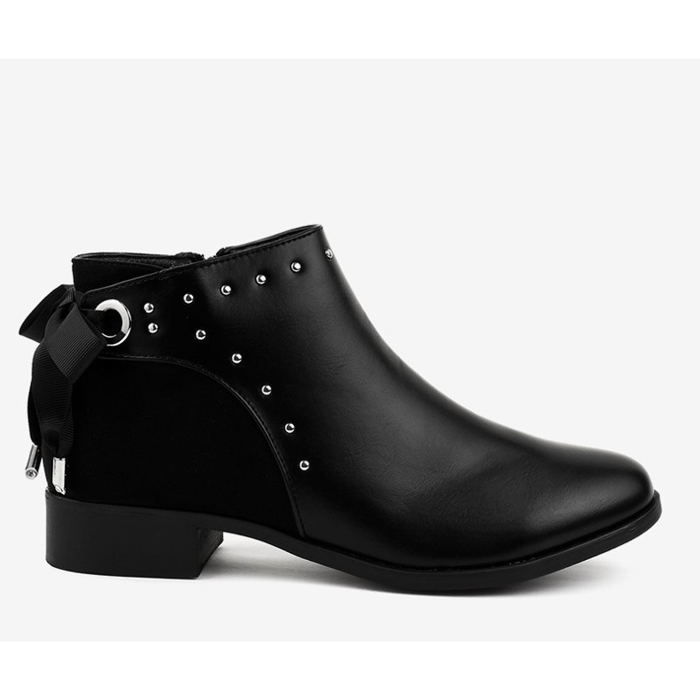 Bottines plates noires pour femmes avec un ruban Y8162 le noir 2