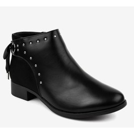 Bottines plates noires pour femmes avec un ruban Y8162 1