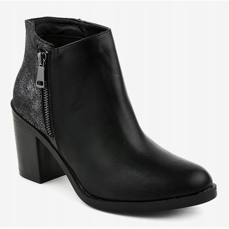 Bottines noires à talons légers 6718N 1