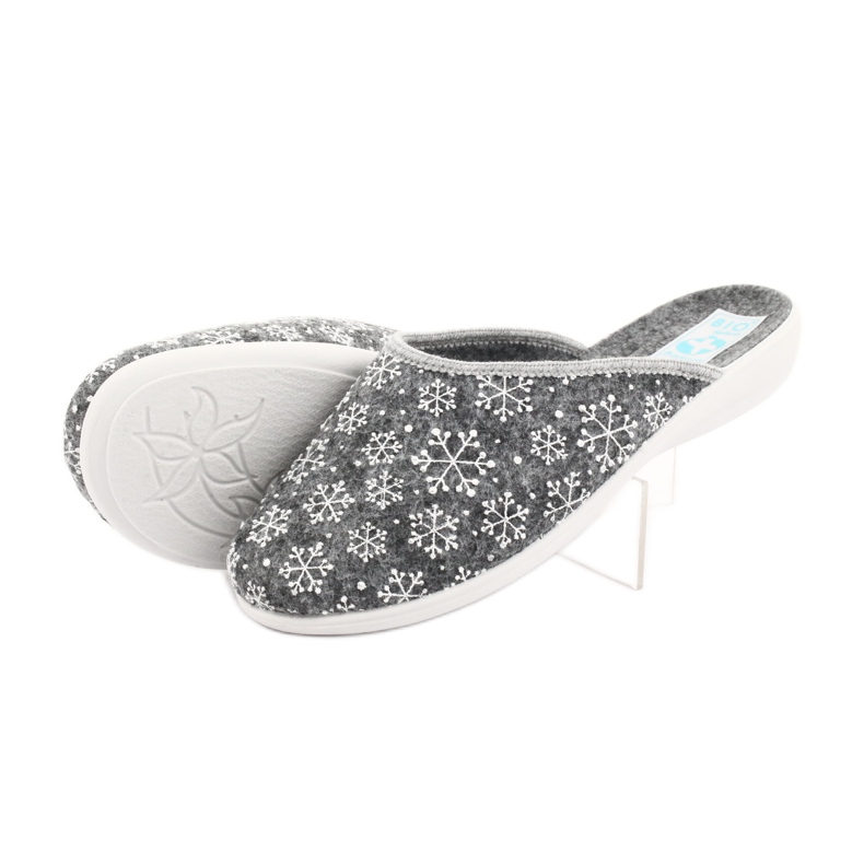 Pantoufles Adanex en feutre flocon de neige 24215 blanc gris 4