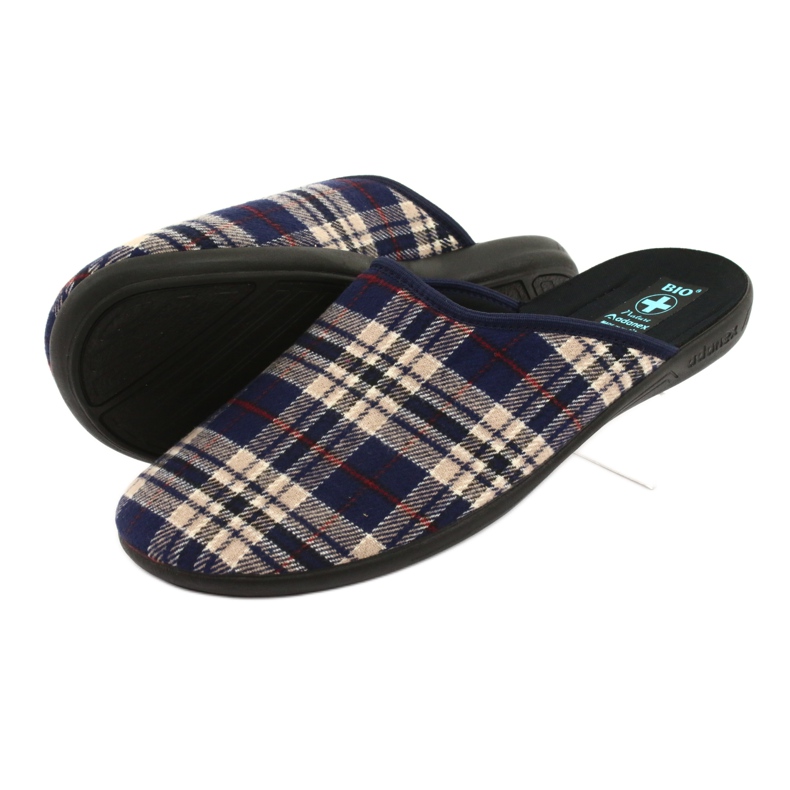 Chaussons chaussons à carreaux Adanex pour hommes brun bleu marin 4