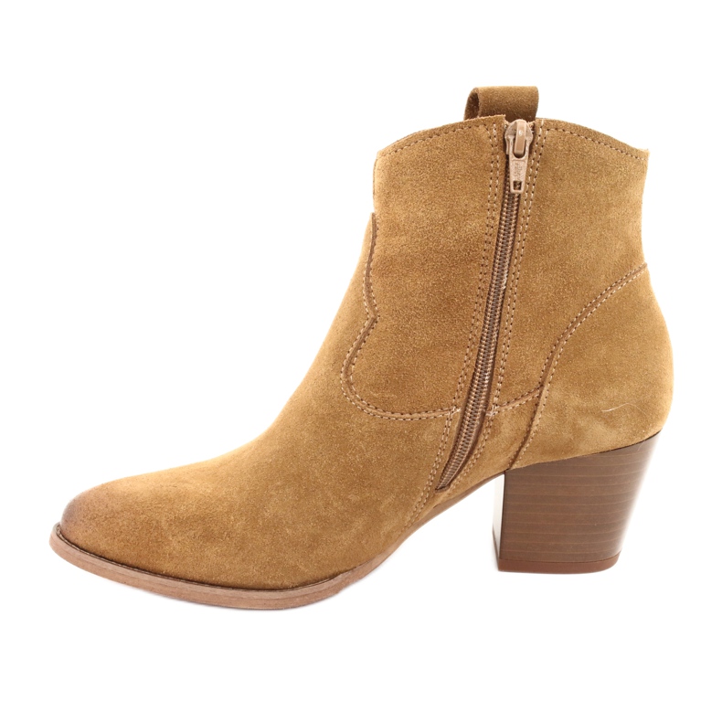 Bottines santiags Anabelle 1466 Camel clair en daim brun multicolore jaune 2