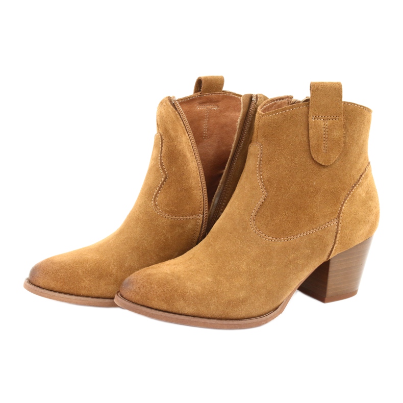 Bottines santiags Anabelle 1466 Camel clair en daim brun multicolore jaune 4