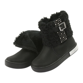 American Club Bottes de filles avec de la fourrure GC35 avec des paillettes noires le noir 5