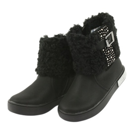 American Club Bottes de filles avec de la fourrure GC35 avec des paillettes noires 3