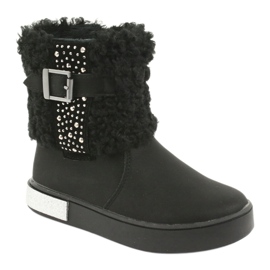 American Club Bottes de filles avec de la fourrure GC35 avec des paillettes noires le noir 1