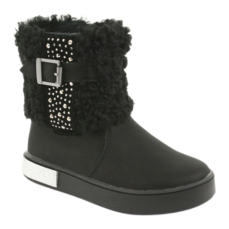 American Club Bottes de filles avec de la fourrure GC35 avec des paillettes noires 1