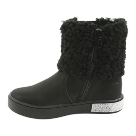 American Club Bottes de filles avec de la fourrure GC35 avec des paillettes noires 2