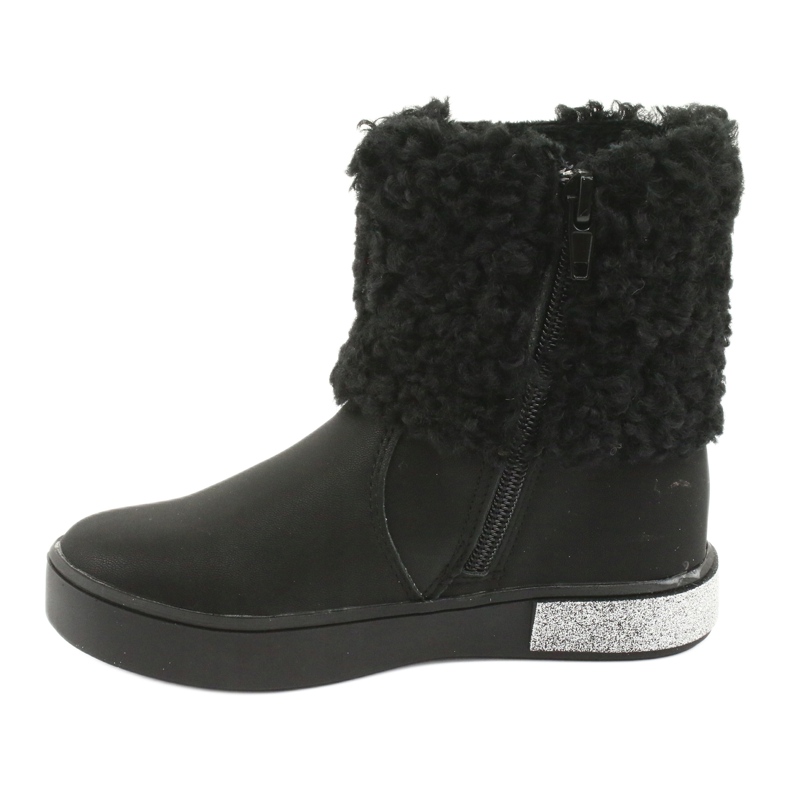 American Club Bottes de filles avec de la fourrure GC35 avec des paillettes noires 2