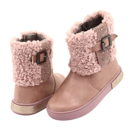 American Club Bottes avec fourrure avec fermeture éclair rose 4